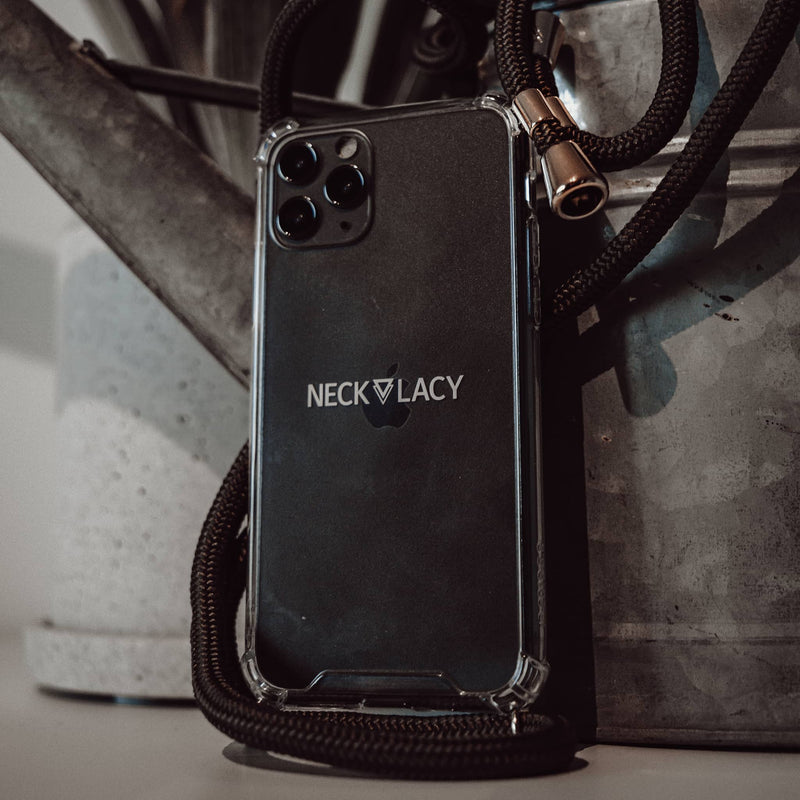 NECKLACY Elegant Black smartphone handykette schwarz gold handyzubehör necklace handyhüllecrossbody moments